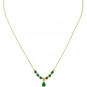 Κολιέ της Excite Fashion Jewellery, με κρεμαστή σταγόνα πράσινου K-1712-01-18-85