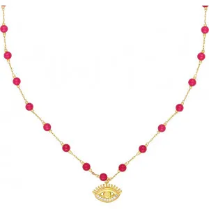Κολιέ Excιte Fashion Jewellery,  ροζάριο με  γυάλινες  πέτρες και K-1707-01-32-99
