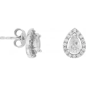 Σκουλαρίκια κρίκοι Excite Fashion Jewellery με διπλή σειρά λευκά S-99-AS-S-11