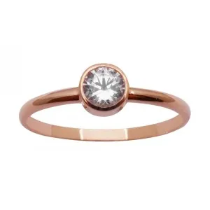 Ροζ Χρυσό γυναικείο δαχτυλίδι με λευκή  πέτρα RD781