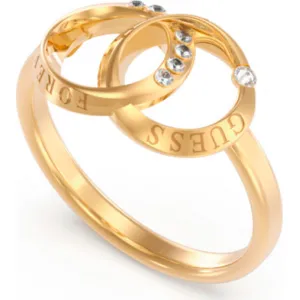 GUESS STEEL FOREVER LINKS JUBR02192JWYG-No 56 Χρυσό Δαχτυλίδι Διπλοί Κρίκοι