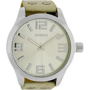 Ρολόι OOZOO C1006 Timepieces Xxl με Μπέζ Δερμάτινο Λουράκι