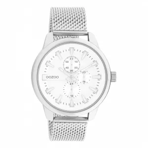 Ρολόι ΟΟΖΟΟ C11015 Timepieces με λευκό καντράν και ασημί μεταλλικό μπρασελέ.