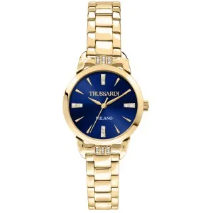 Γυναικείο ρολόι Trussardi R2453142506 T-Original από ανοξείδωτο ατσάλι με μπλε καντράν και χρυσό μπρασελέ.