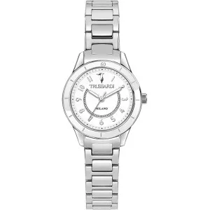 Γυναικείο ρολόι Trussardi R2453151502 T-Sky από ανοξείδωτο ατσάλι με λευκό καντράν και ασημί μπρασελέ.