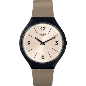 SWATCH  SVUB101 Skinsand Brown Leather Strap
