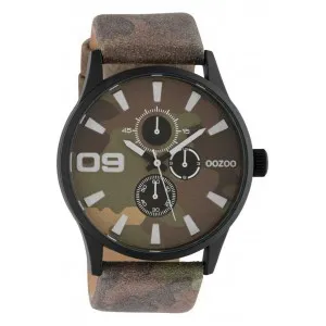 Ρολόι OOZOO C10347 Timepieces Xxl με Στρατιωτικό Δερμάτινο Λουράκι