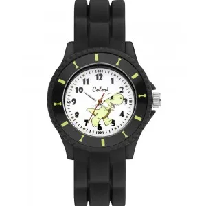 Ρολόι COLORI CLK115 με λευκό καντράν και μαύρο λουράκι σιλικόνης.