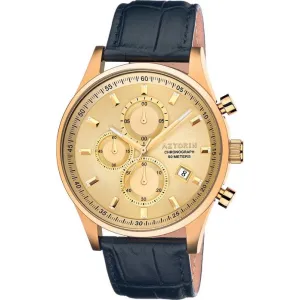 AZTORIN Casual Chronograph Black Leather Strap A060 G290