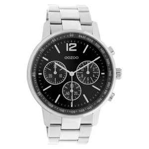 Ρολόι OOZOO C10852 Timepieces με μαύρο καντράν και ασημί μπρασελέ.