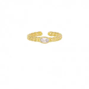 Δαχτυλίδι Excite Fashion Jewellery σχέδιο αλυσίδα με λευκό ζιργκόν D-37-AS-G-71