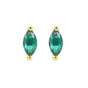 Ασημένια σκουλαρίκια με χρωματιστή πέτρα πράσινη SKS216