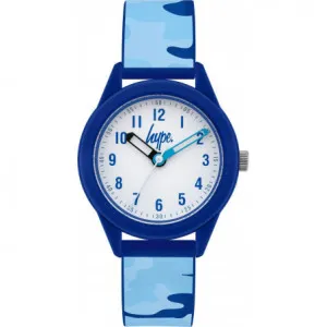 Εφηβικό ρολόι Hype HYK011U με λευκό καντράν και γαλάζιο καουτσούκ λουράκι.