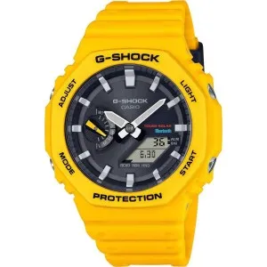 Ρολόι CASIO GA-B2100C-9AER G-SHOCK Smartwatch Tough Solar με ψηφιακό καντράν και κίτρινο καουτσούκ λουράκι.